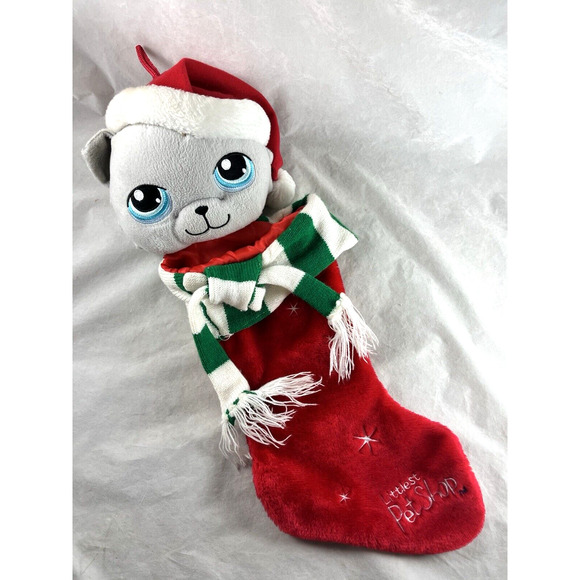 Littlest Pet Shop Hasbro 2006 Christmas Stocking Stuffed Cat Kitty Hard to Find - Picture 1 of 9